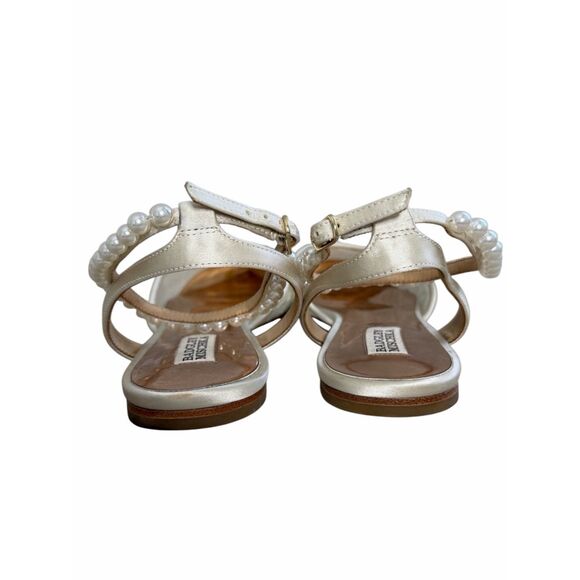 Badgley Mischka Fawn Mesh Pointed Toe Flat with Rhinestone Ankle Strap Size 10 - Picture 6 of 7